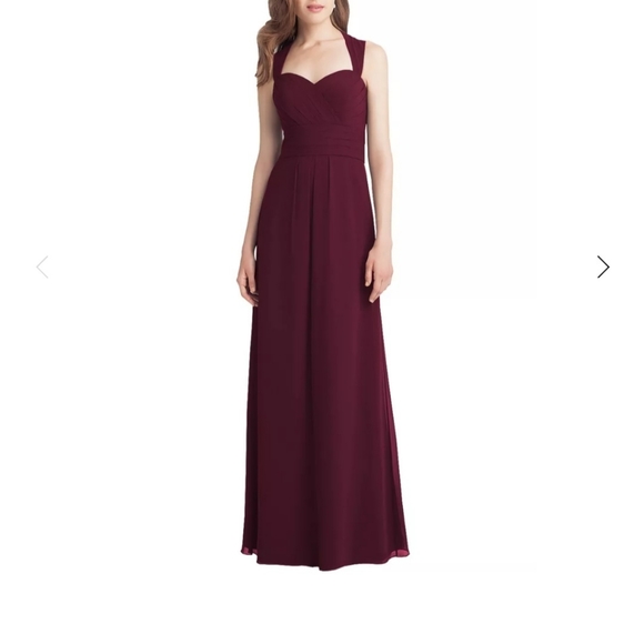 Bill Levkoff Long Bridesmaid Dress in Wine - Picture 7 of 7